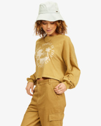 3 Beach Friend - Cropped Long Sleeve T-Shirt for Women Green A3LS41BIW0 Billabong