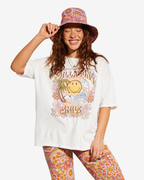 1 Billabong x Smiley True Boy - T-shirt oversize pour Femme Blanc ABJKT00455 Billabong