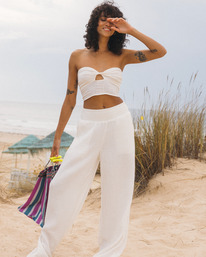 0 New Waves Gauze - Wide Leg Trousers for Women White ABJNP00426 Billabong