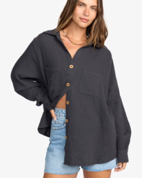 4 Swell Blouse - Button Down Shirt for Women Black ABJWT00487 Billabong
