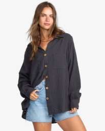 0 Swell Blouse - Button Down Shirt for Women Black ABJWT00487 Billabong