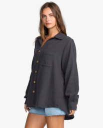 3 Swell Blouse - Button Down Shirt for Women Black ABJWT00487 Billabong