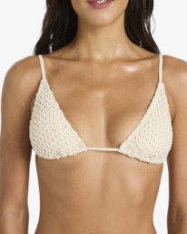 6 Twisted Tides Slide Tall Tri - Triangle Bikini Top for Women White BL000296 Billabong