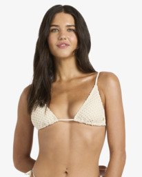 2 Twisted Tides Slide Tall Tri - Triangle Bikini Top for Women White BL000296 Billabong