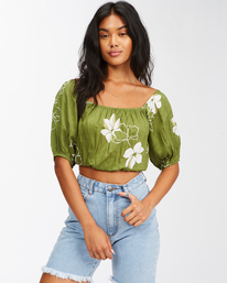 0 Sun City - Crop top pour Femme Vert C3TP08BIP2 Billabong