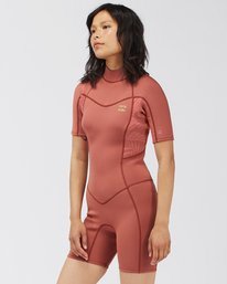 1 2/2mm Synergy 2021 - Springsuit met Korte Mouw en Achterrits voor Dames Red C42G58BIP2 Billabong