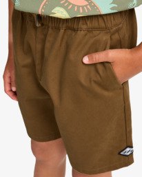 4 Larry Twill - Short de cintura el&aacute;stica para chicos 8-16 Marron EBBWS00115 Billabong