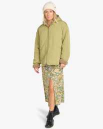 2 Oceanside - Hooded Reversible Jacket for Women Green EBJJK00173 Billabong