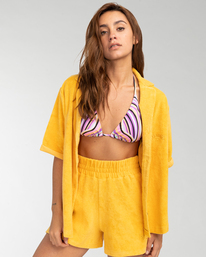 1 White Sands - Camisa cómoda de manga corta para Mujer Amarillo EBJKT00102 Billabong