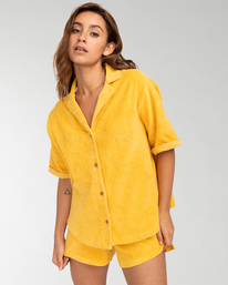 2 White Sands - Camisa cómoda de manga corta para Mujer Amarillo EBJKT00102 Billabong