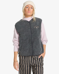 0 Be Happy - Chaleco de sherpa para mujer Negro EBJPF00118 Billabong