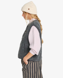 3 Be Happy - Chaleco de sherpa para mujer Negro EBJPF00118 Billabong