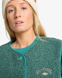 4 Be Happy - Mouwloze Sherpa Top voor Dames Green EBJPF00118 Billabong