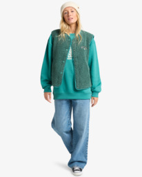 1 Be Happy - Mouwloze Sherpa Top voor Dames Green EBJPF00118 Billabong