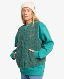 3 Be Happy - Mouwloze Sherpa Top voor Dames Green EBJPF00118 Billabong