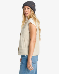 3 Be Happy - Mouwloze Sherpa Top voor Dames White EBJPF00118 Billabong