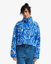 0 Holiday Cropped - Fleece met Halve Rits voor Dames Blue EBJPF00123 Billabong