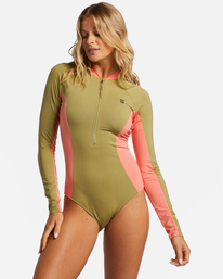 0 A/Div Biarritz - Bañador entero de manga larga para Mujer Verde EBJWR03002 Billabong