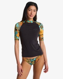 0 Tropic Surf Print - Short Sleeve Rash Vest for Women Black EBJWR03047 Billabong