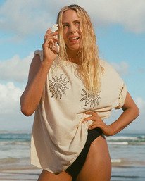 0 Laura - T-Shirt &agrave; manches courtes pour Femme Beige EBJZT00626 Billabong