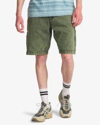 0 Bad Dog Workwear - Short en denim pour Homme Vert EBYDS03002 Billabong