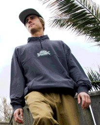 0 Burleigh - Sweatshirt Pulôver com meio fecho para homem Preto EBYFT00130 Billabong