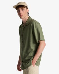 3 Vacay Linen - Kurz&auml;rmliges Hemd f&uuml;r M&auml;nner Gr&uuml;n EBYWT03030 Billabong