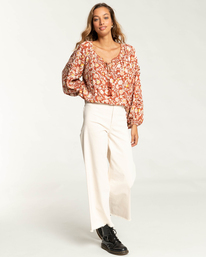 3 Heart Break - Long Sleeve Blouse for Women Red F3TP10BIF2 Billabong