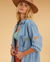 5 Salty Blonde In The Tide - Long Sleeve Denim Shirt for Women Yellow F3TP15BIF2 Billabong