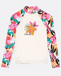 0 Girls' Flower Long Sleeve Rashguard Beige N4KY04BIP9 Billabong