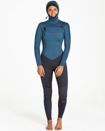 0 5/4mm Furnace Synergy Hd GBS - Chest Zip Hood Fullsuit Neoprenanzug für Frauen Schwarz Q45G04BIF9 Billabong