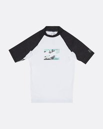 2 Team Wave - Short Sleeve UPF 50 Rash Vest for Boys White S4KY11BIP0 Billabong