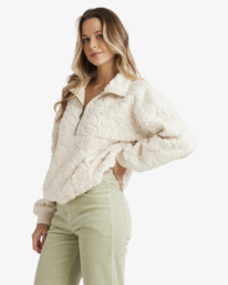 3 Fireside Cozy - Sweatshirt Pulôver com meio fecho para Mulher Branco UBJFT00272 Billabong