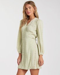 4 Lotta Love - Robe portefeuille courte pour Femme Vert W3DR36BIP1 Billabong