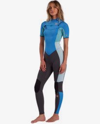 0 2/2mm Synergy - Short Sleeve Chest Zip Springsuit for Women Black W42G57BIP1 Billabong
