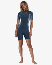 0 2/2mm Synergy - Short Sleeve Back Zip Springsuit for Women Blue W42G60BIP1 Billabong