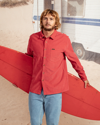0 Wrangler Bowie - Camiseta de pana para Hombre Rojo Z1SH34BIF1 Billabong