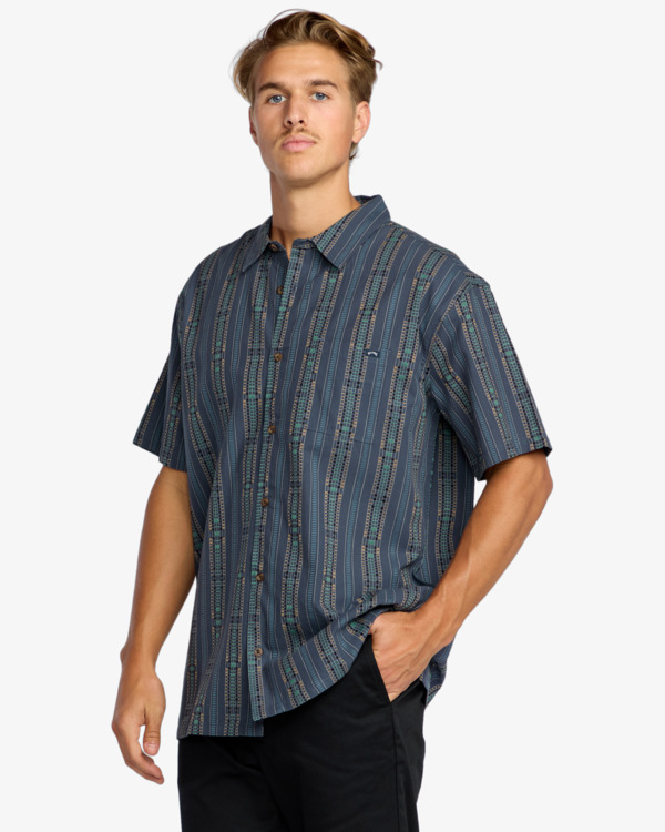 3 Sundays Jacquard - Short Sleeve Shirt for Men Blue 24A041507 Billabong