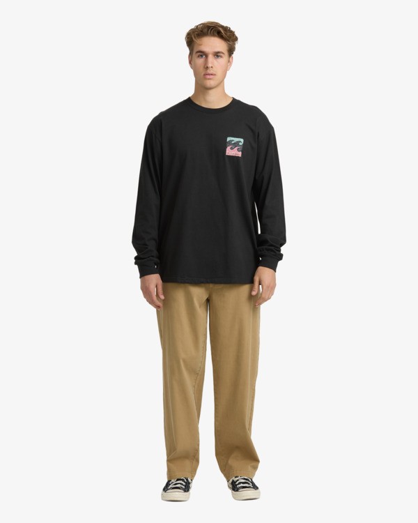 3 Crayon Wave Regular - Camiseta de manga larga para hombre Negro 24A364500 Billabong