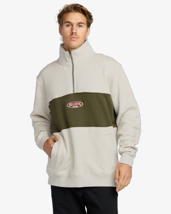0 Bad Dog 3/4 - Half Zip Mock Neck Fleece for Men Beige 24A413504 Billabong