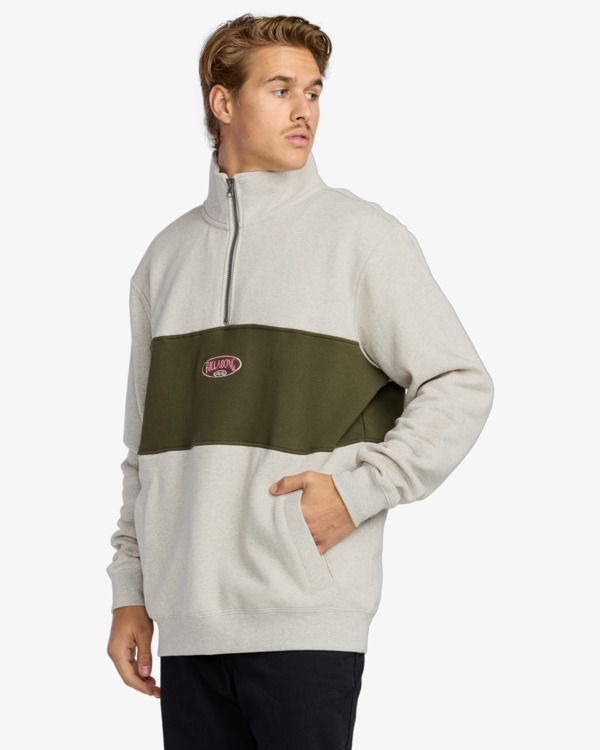3 Bad Dog 3/4 - Half Zip Mock Neck Fleece for Men Beige 24A413504 Billabong