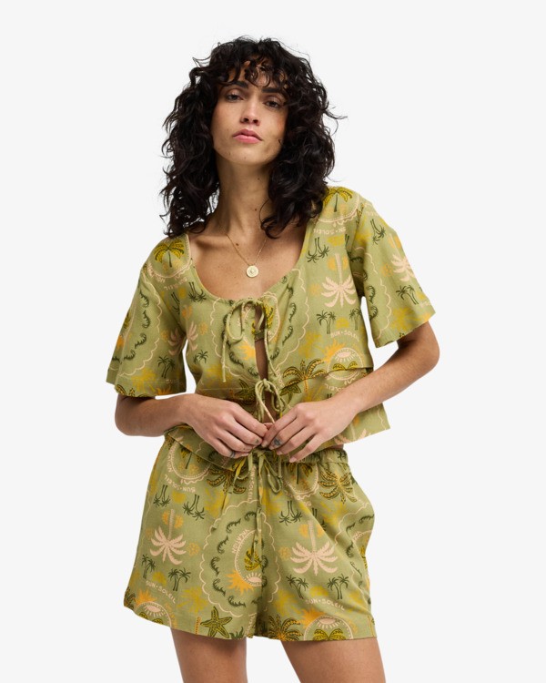 0 Totally Tropic - Short Sleeve Shirt for Women Green 24B041601 Billabong