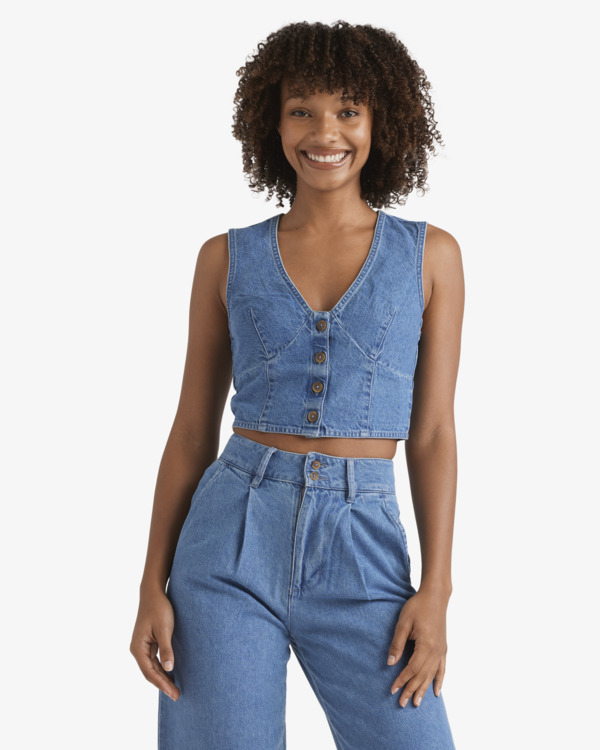 1 Indigo Skies - Crop Top aus Jeansstoff für Frauen Blau 24B043502 Billabong
