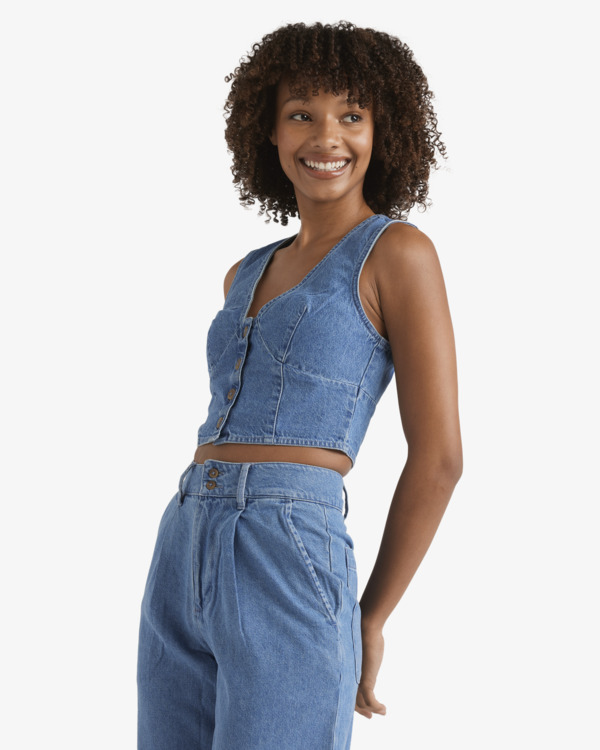 4 Indigo Skies - Crop Top aus Jeansstoff für Frauen Blau 24B043502 Billabong