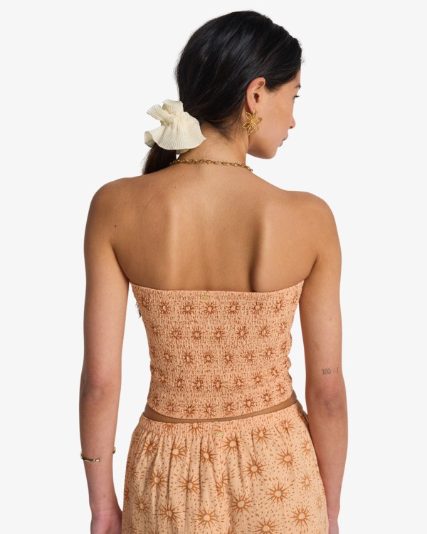 2 Keep It Simple - Crop top &agrave; smocks pour Femme Orange 24B061602 Billabong