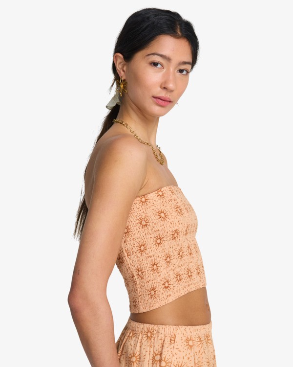 3 Keep It Simple - Crop top &agrave; smocks pour Femme Orange 24B061602 Billabong