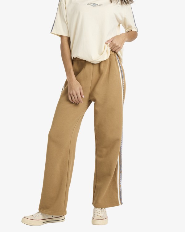 1 Since 73 The Way Back - Bas de surv&ecirc;tement &agrave; jambes larges pour Femme Beige 24B121670 Billabong