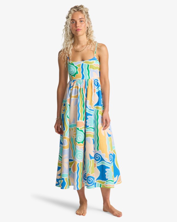 1 Island Life Midi - Abito senza spalline da Donna Blue 24B131624 Billabong