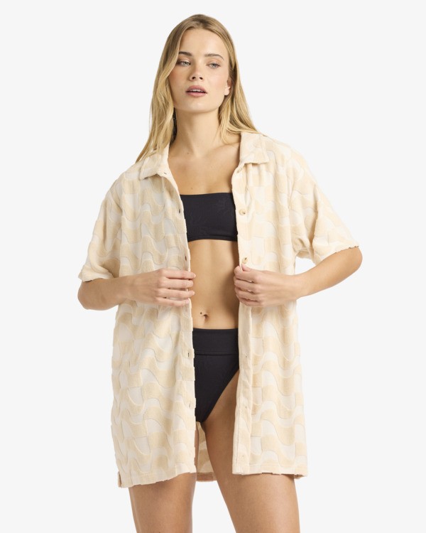 1 Laura Waves - Vestido camisero holgado para mujer Blanco 24B134522 Billabong