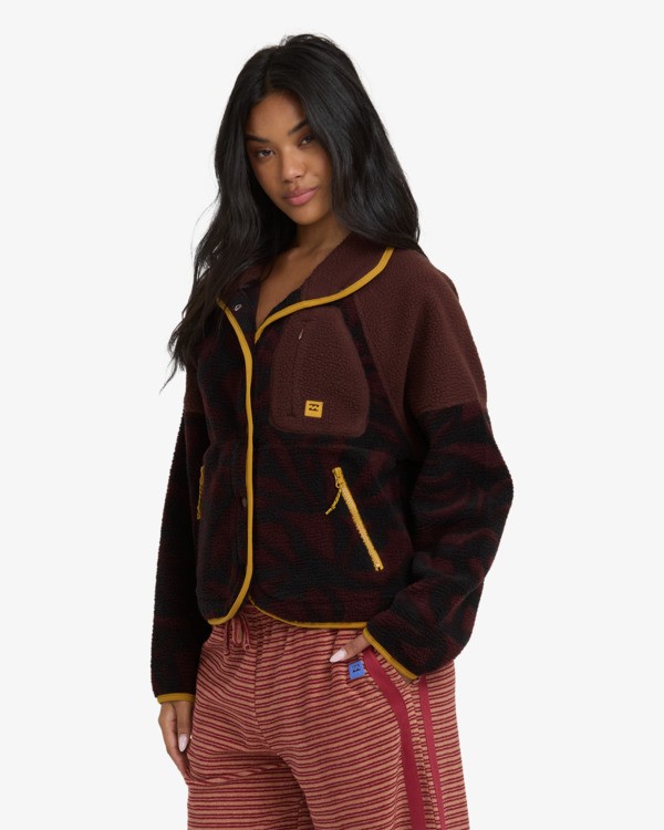 4 Popoyo Snap Up - Giacca in pile da Donna Brown 24B313503 Billabong